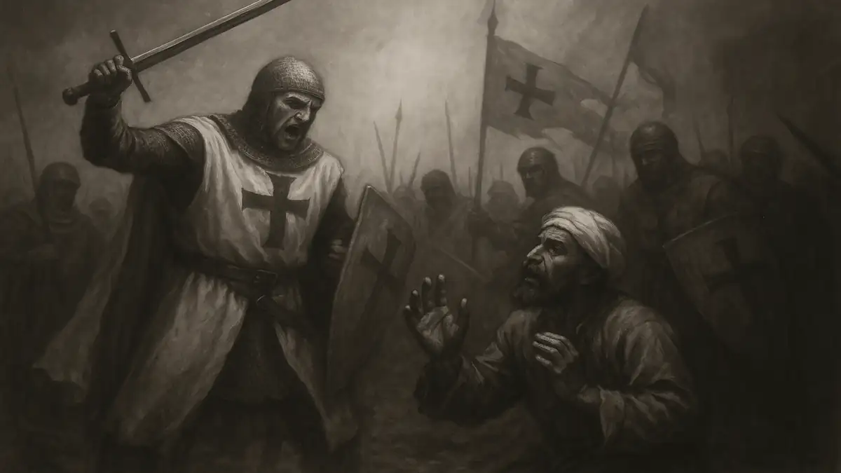 इतिहास में धर्म के नाम पर हुए संघर्ष और हिंसा को दर्शाता प्रतीकात्मक चित्र
