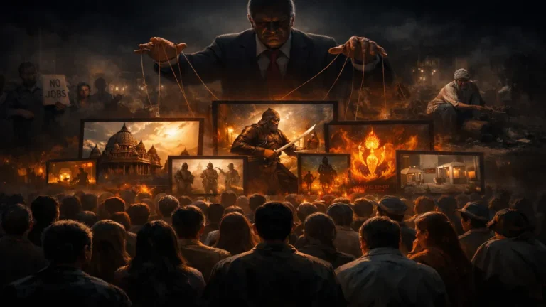 नेताओं द्वारा इतिहास और देशभक्ति का इस्तेमाल कर जनता का ध्यान बेरोज़गारी, महँगाई और वर्तमान समस्याओं से भटकाया जाता हुआ